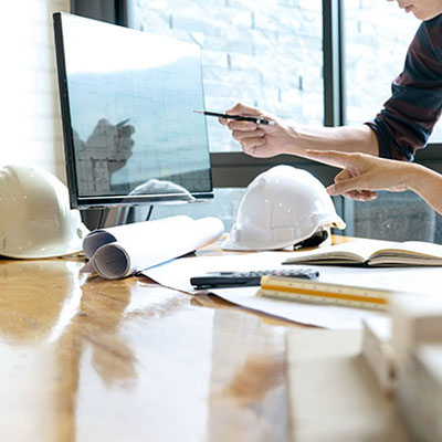 Arkitekter som jobbar framför datorskärm